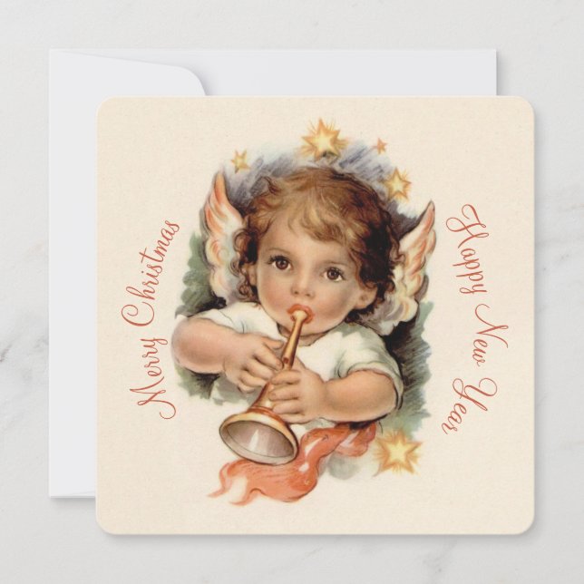 Lovely Christmas angel with trumpet CC1035 Holiday Card (Front)