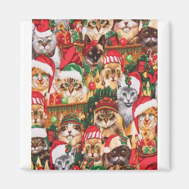 Lovely Christmas Cat Family, Cat Glare Design Magnet (Front)