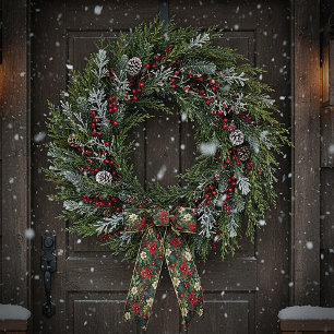 Lovely Christmas chinoiserie floral Satin Ribbon