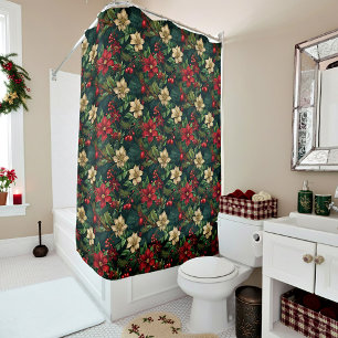 Lovely Christmas chinoiserie floral Shower Curtain