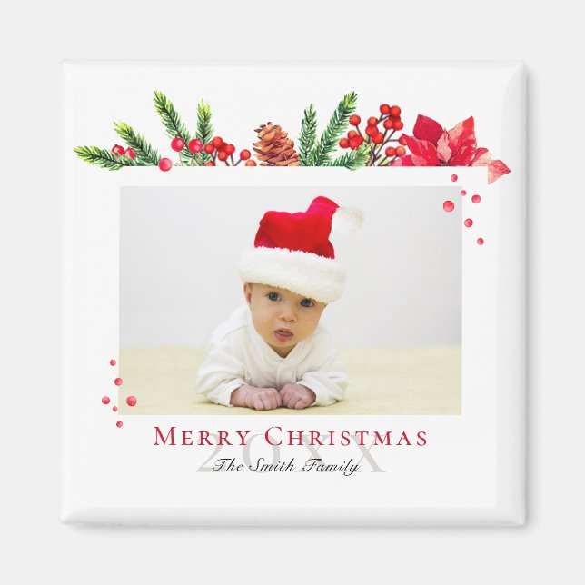 Lovely Christmas Frame Personalised Photo Magnet (Front)