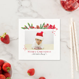 Lovely Christmas Frame Personalised Photo Napkin