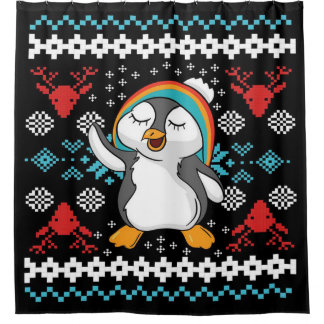Lovely Christmas Penguin Shower Curtain