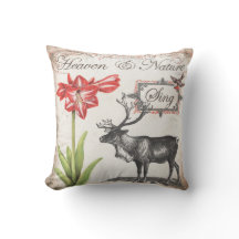 Lovely Christmas Reindeer, bird, Amaryllis pillow