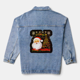 "Lovely Christmas: Santa and Tree Festive Design" Denim Jacket