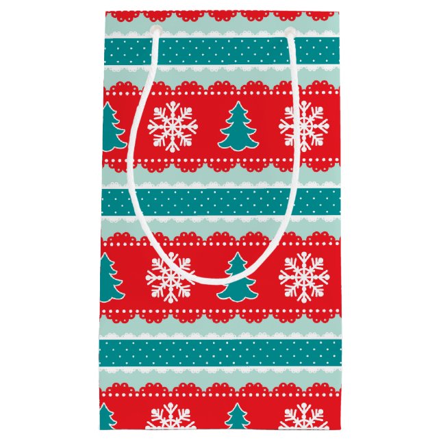 Lovely Christmas Snowflakes Polka Dots Pattern Small Gift Bag (Front)