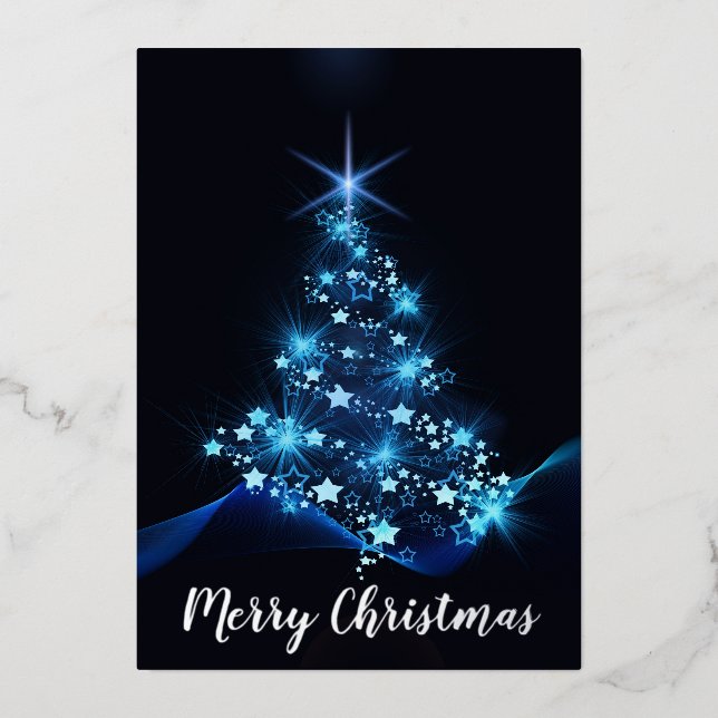 Lovely Christmas Tree Foil Holiday Card (Front)