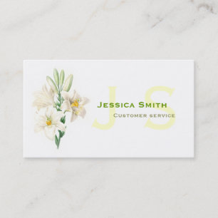 Lovely, classic vintage botanical white lily business card