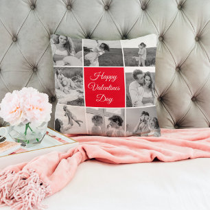 Lovely Collage Couple Photo & Happy Valentines Day Cushion