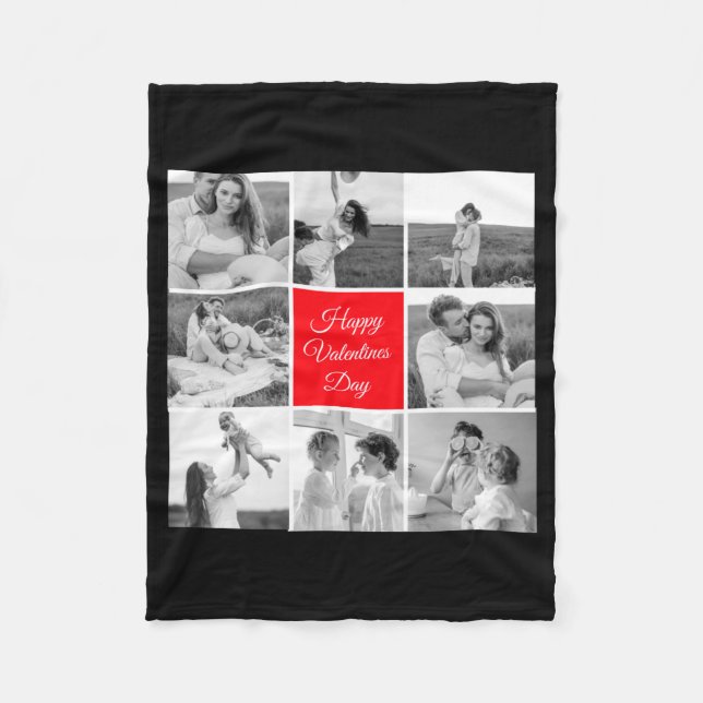 Lovely Collage Couple Photo Happy Valentines Day T Fleece Blanket (Front)