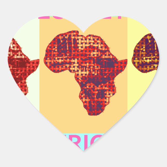 Lovely Colourful Africa Map Pop Pattern Art  Desig Heart Sticker (Front)