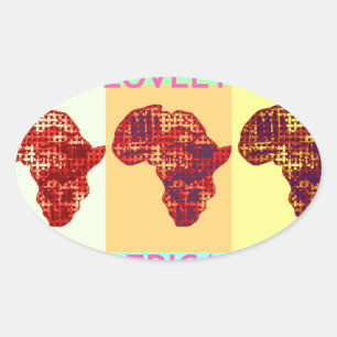 Lovely Colourful Africa Map Pop Pattern Art  Desig Oval Sticker