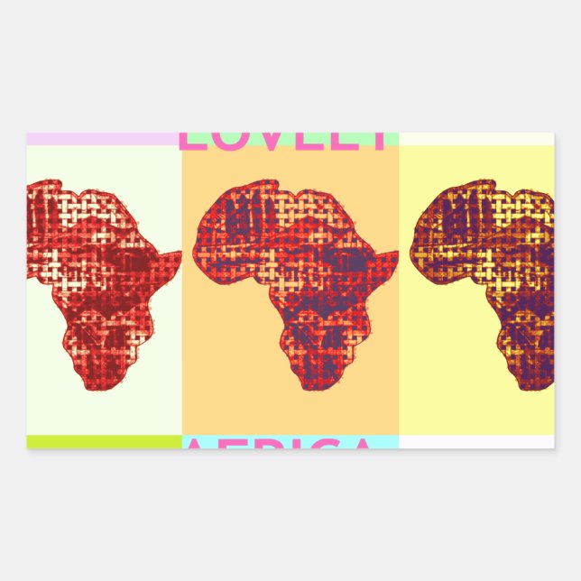 Lovely Colourful Africa Map Pop Pattern Art  Desig Rectangular Sticker (Front)
