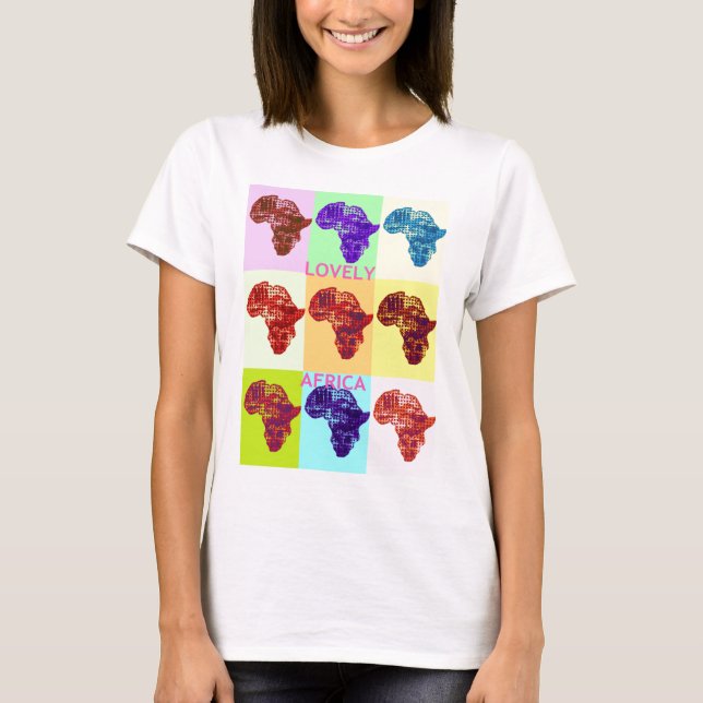 Lovely Colourful Africa Map Pop Pattern Art  Desig T-Shirt (Front)