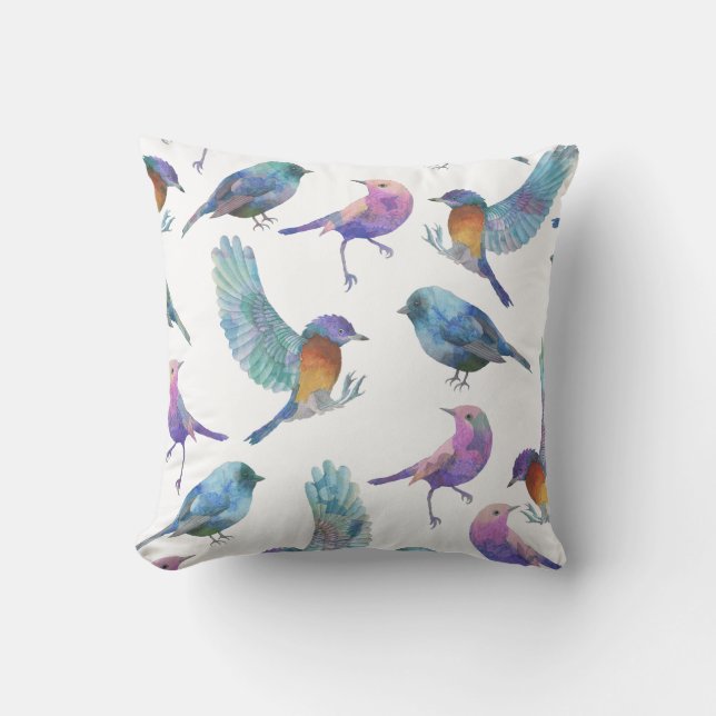 Lovely Colourful Birds Pattern Cushion (Front)