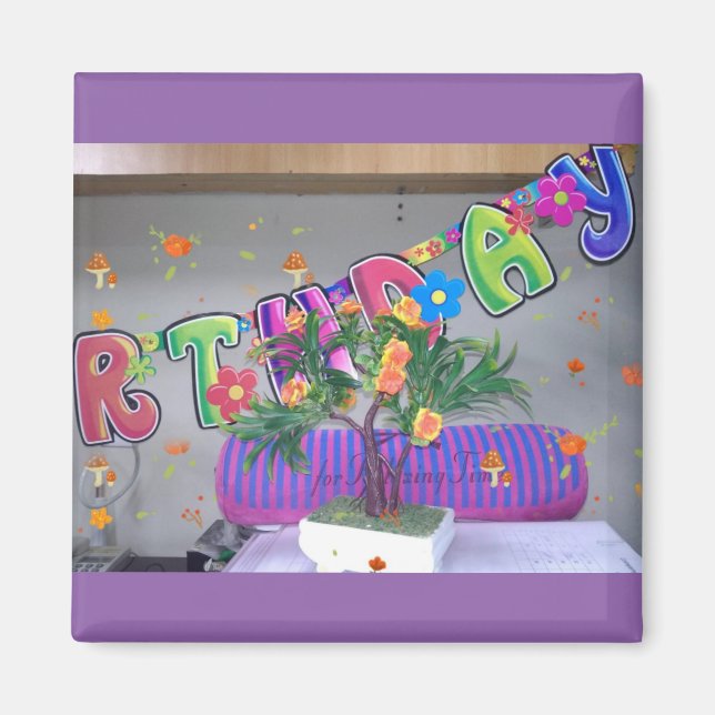 Lovely Colourful Birthday Art Print Magnet (Front)