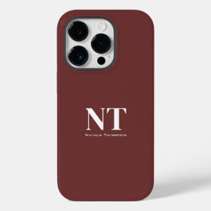 Lovely colourful burgundy Monogrammed Colour Case-Mate iPhone 14 Pro Case