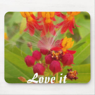 Lovely Colourful Floral with Milkweed Art Print Mouse Mat