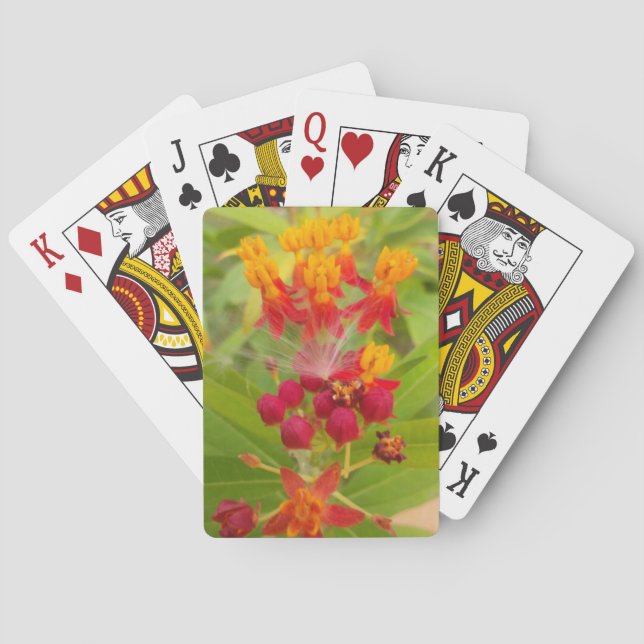 Lovely Colourful Floral with Milkweed Art Print Playing Cards (Back)