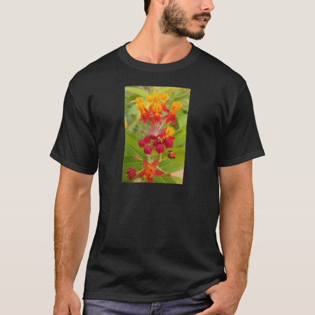 Lovely Colourful Floral with Milkweed Art Print T-Shirt (Front)