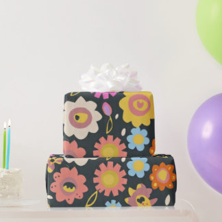 Lovely colourful flowers and birds Wrapping Paper
