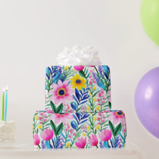 Lovely colourful flowers and birds Wrapping Paper