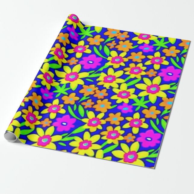 Lovely colourful flowers Wrapping Paper (Unrolled)