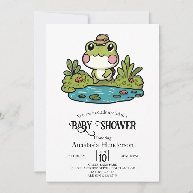Lovely Colourful Frog Baby Shower Invitation (Front)