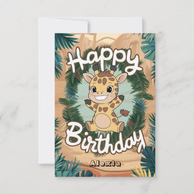 Lovely Colourful Giraffe Birthday Card (Front)