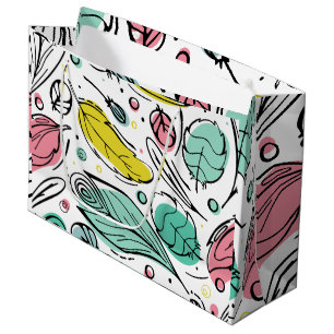 Lovely colourful pattern of leaves l Turkos White Large Gift Bag
