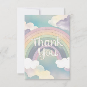 Lovely Colourful Rainbow and Clouds Thank You Card