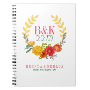 Lovely Colourful Spring Floral Wreath Notebook
