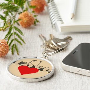Lovely Compassion Red Heart Key Ring