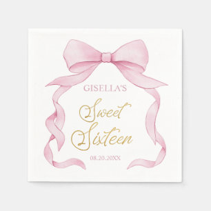 Lovely Coquette Pink Ribbon Bows Sweet 16 Sixteen  Napkin