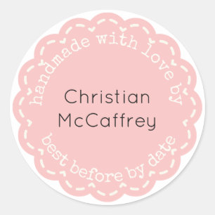 Lovely Coral Pink Rosette Handmade Custom Label