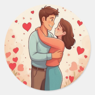 Lovely couple classic round sticker