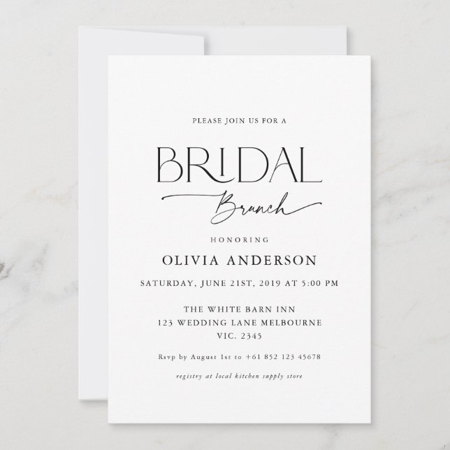 Lovely Couple Font Bridal Brunch Invitation (Front)