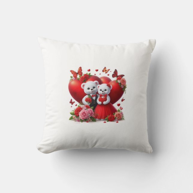 "Lovely Couple Pillow – Romantic Throw Cushion for (Front)