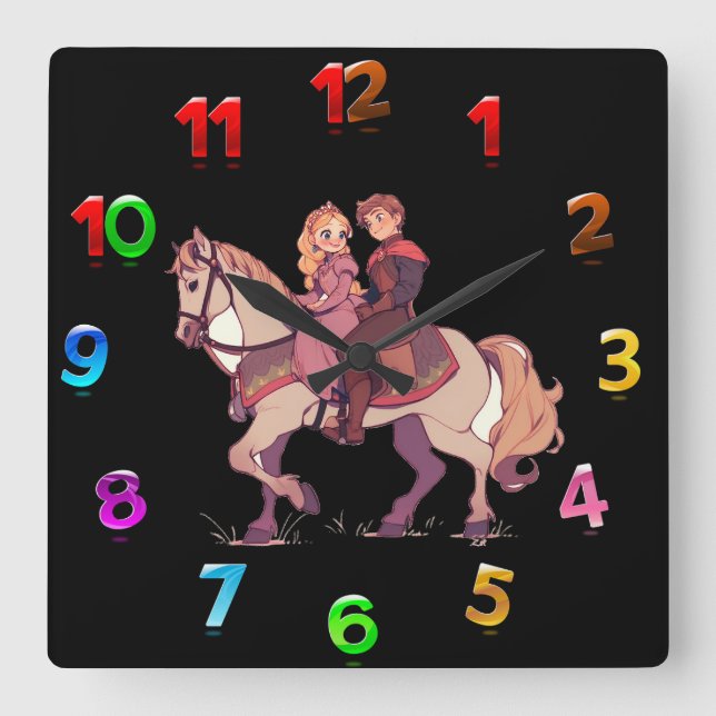 Lovely couple square wall clock (Front)