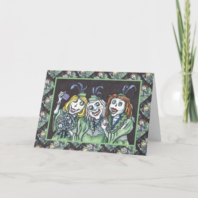 LOVELY CREEPY ZOMBIE BRIDESMAIDS SELFIE Blank Card (Front)