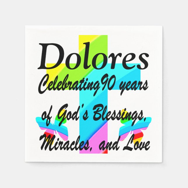 LOVELY CROSS AND BUTTERFLY PERSONALIZED NAPKINS (Front)
