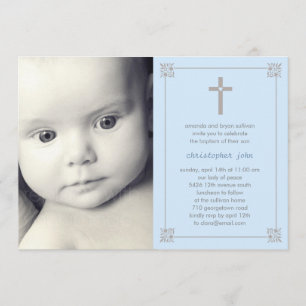 Lovely Cross Photo Baptism/Christening Invitation