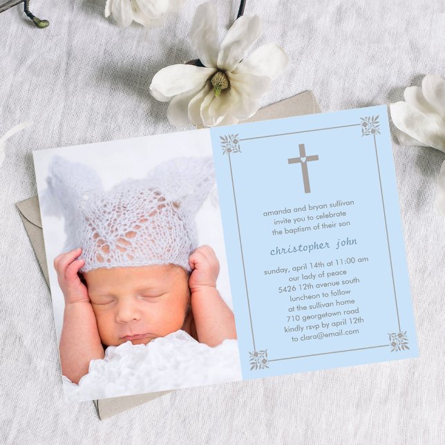 Lovely Cross Photo Baptism/Christening Invitation (Creator Uploaded)