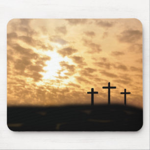 Lovely Crosses and Sunset "He is Risen" Mousepad