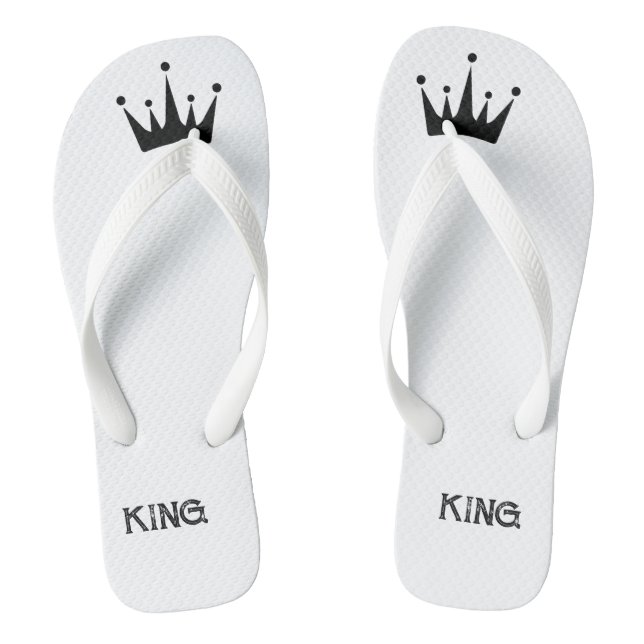 Lovely Crown with King Printed Text-Sandals of Men Flip Flops (Footbed)