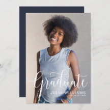 Lovely Cursive Photo Graduation Party Announcement