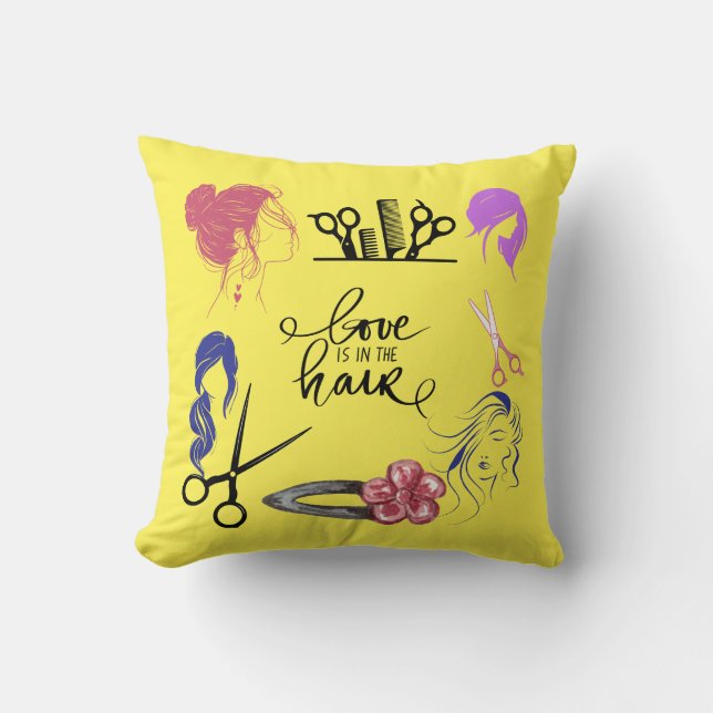 Lovely cushion/pillow for your hair salon. Unique! Cushion (Front)
