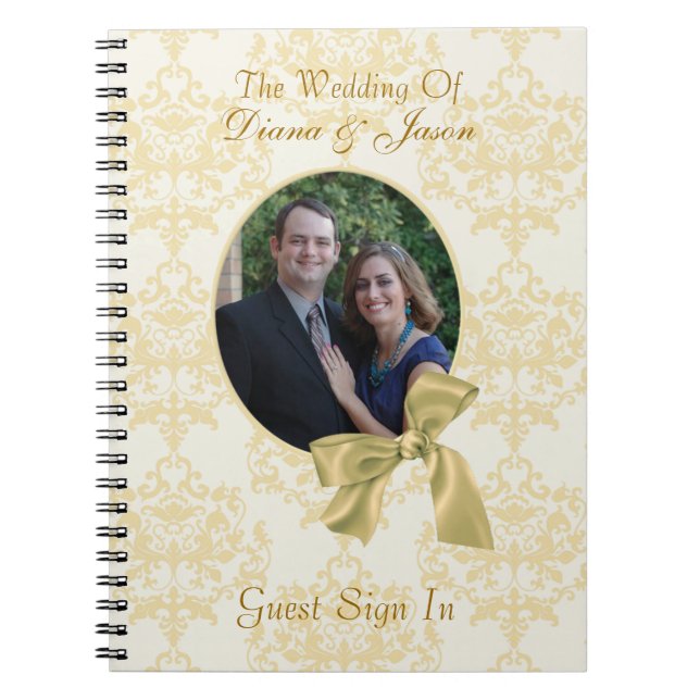 Lovely Custom Damask Wedding Guest Book (Front)