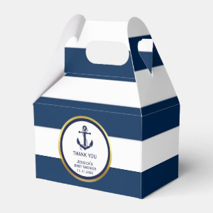 Lovely Custom Nautical Navy Blue Gold Baby Shower Favour Box