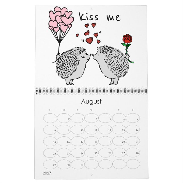 lovely cute couple hedgehog calendar (Aug 2027)